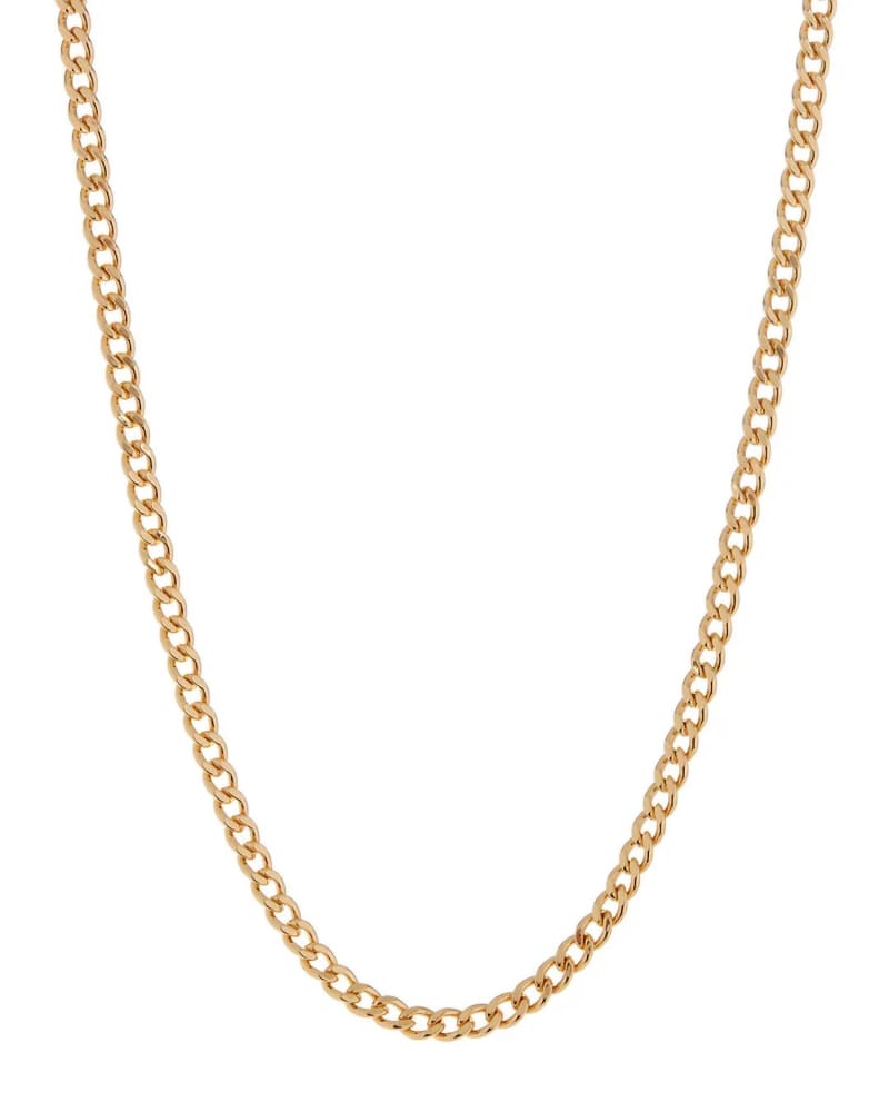 Front of a size O/S Classique Skinny Curb Chain in Gold in Gold by LUV AJ. | dia_product_style_image_id:330404